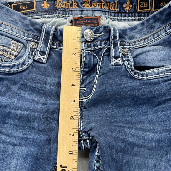 ROCK REVIVAL Yui Womens Skinny Jeans Tag Size 26 Low Rise Dark Wash - Picture 11 of 16
